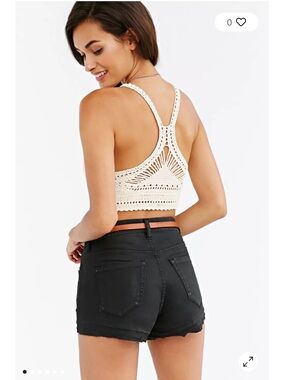 Ecote Cream Crochet Knit Crop Top